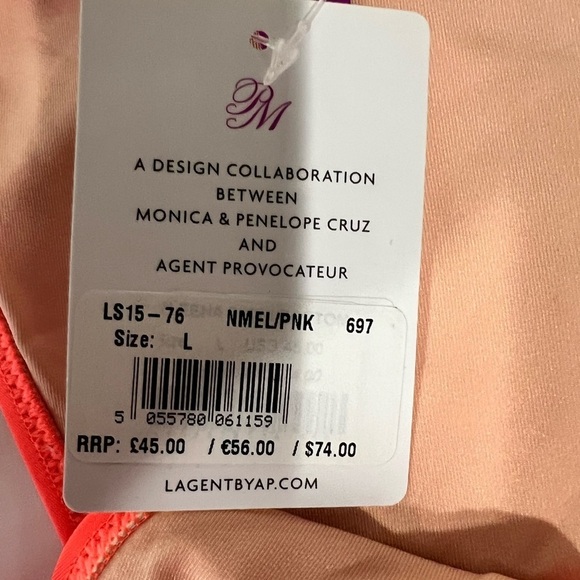 L'Agent by Agent Provocateur Eleena Orange Pink Strappy Bathing Suit Bottom - Picture 7 of 8